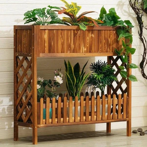Plant Stand: Rectangular Multi-Tiered Bamboo Plant Stand cactus succulent plant  