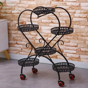 Plant Stand: Round Etagere Metal Plant Stand cactus succulent plant  