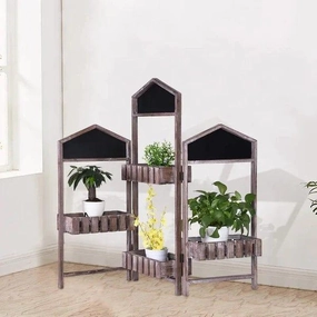 Plant Stand: Solid Wood 4 Shelves Plant Stand cactus succulent plant  