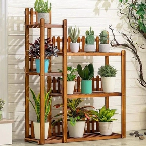 Plant Stand: Square Etagere Wood Plant Stand cactus succulent plant  