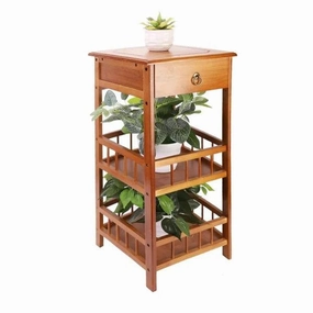 Plant Stand: Square Multi-Tiered Bamboo Plant Stand cactus succulent plant  