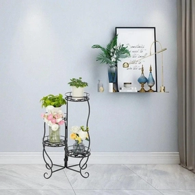 Plant Stand: Vintage Round Multi-Tiered Plant Stand cactus succulent plant  
