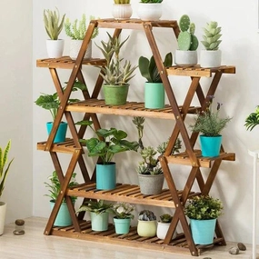 Plant Stand: Wood Square Etagere Plant Stand cactus succulent plant  
