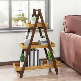 Plant Stand: Wooden 3 Shelve Plant Stand cactus succulent plant  