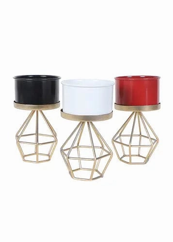 Planters with Diamond Shape Stands (Set of 3)