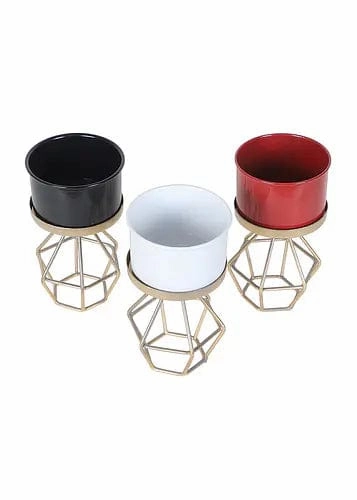 Planters with Diamond Shape Stands (Set of 3)