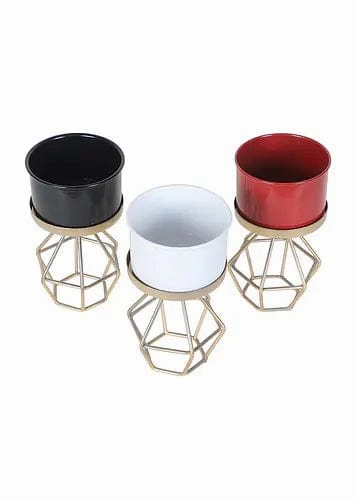 Planters with Diamond Shape Stands (Set of 3)