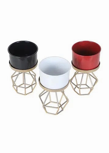 Planters with Diamond Shape Stands (Set of 3)