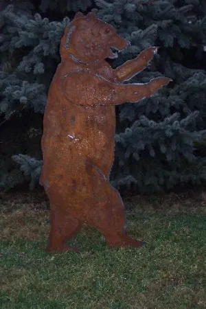 PLASMA CUT STANDING BEAR METAL decorative plants  