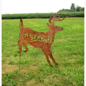 Plasma Cut Welcome Deer Farm House Rustic decorative plants  