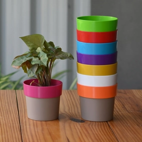 Plastic Arty 11 Double Shade Pot- Set of 5 shade perennial  