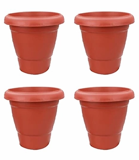 Plastic Planter Pots with Tray (Brown), Pack of 4 ceramic planter  