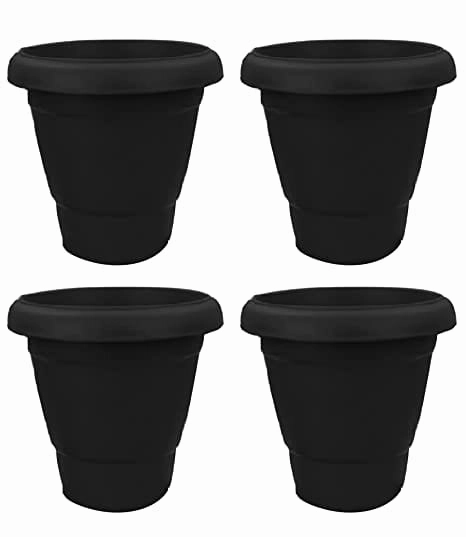 Plastic Planter Pots with Tray (Pack of 4)