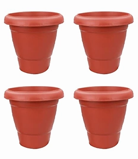 Plastic Planter Pots with Tray (Pack of 4) ceramic planter  