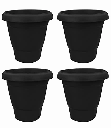 Plastic Planter Pots with Tray (Pack of 4)