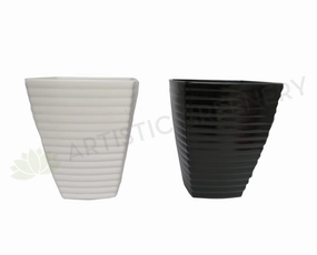 Plastic Pot Tapered - Black / White outdoor greenery  