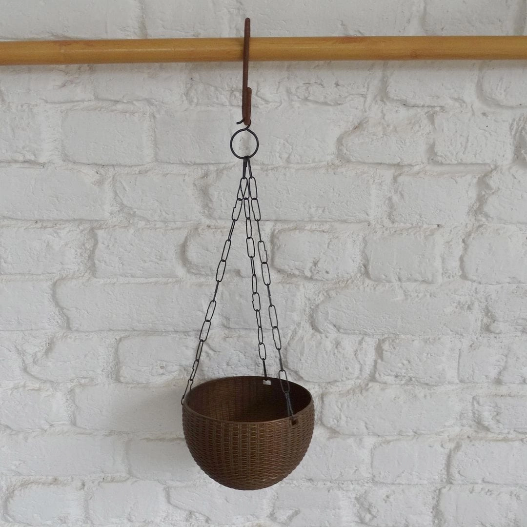 Plastic Rattan hanging Pot, Dia-7 Inch