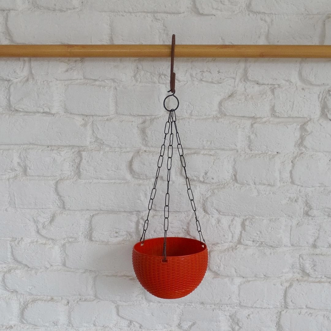 Plastic Rattan hanging Pot, Dia-7 Inch