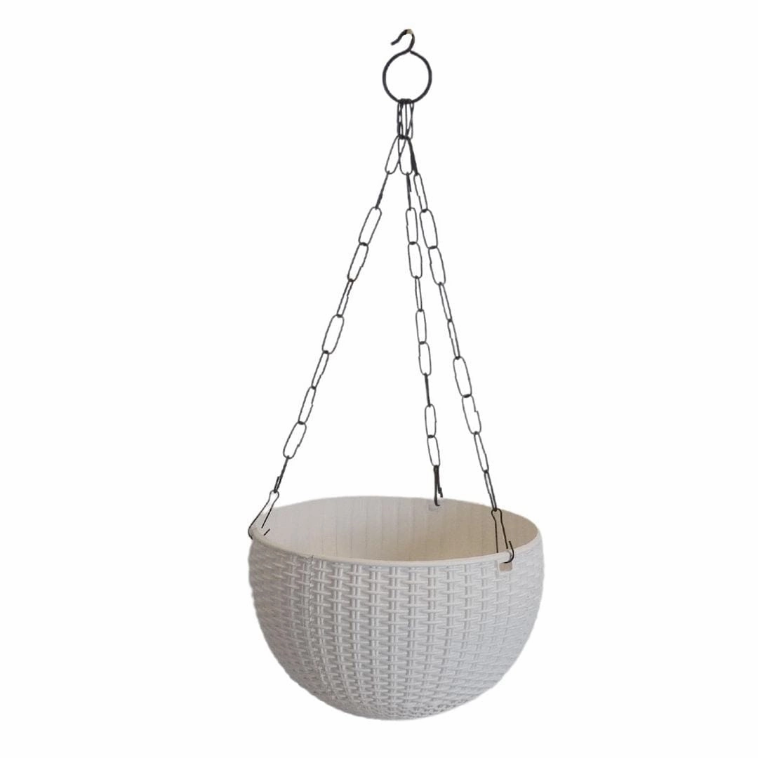 Plastic Rattan Hanging Pot, Dia 8.2 Inch