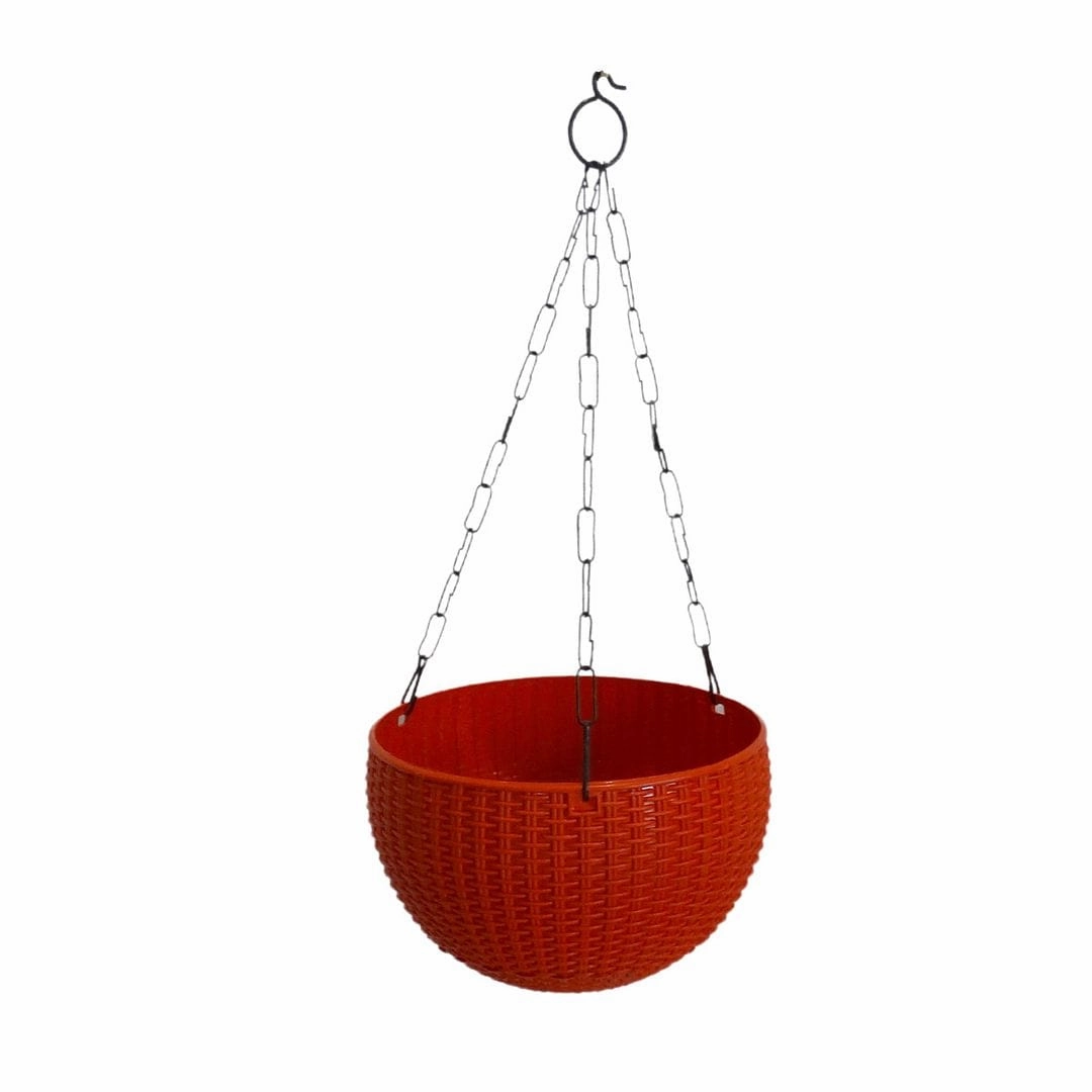 Plastic Rattan Hanging Pot, Dia 8.2 Inch