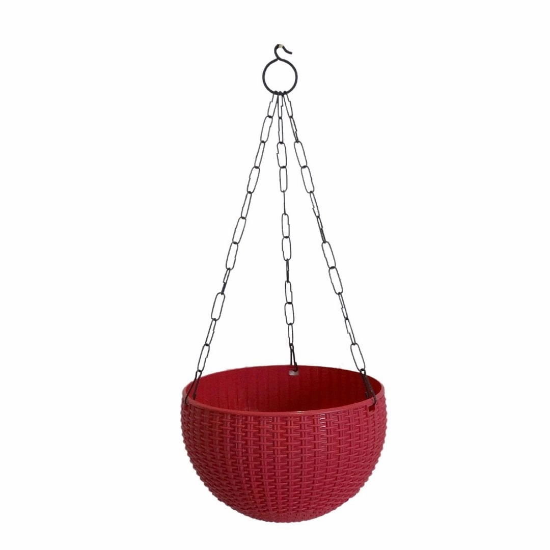 Plastic Rattan Hanging Pot, Dia 8.2 Inch