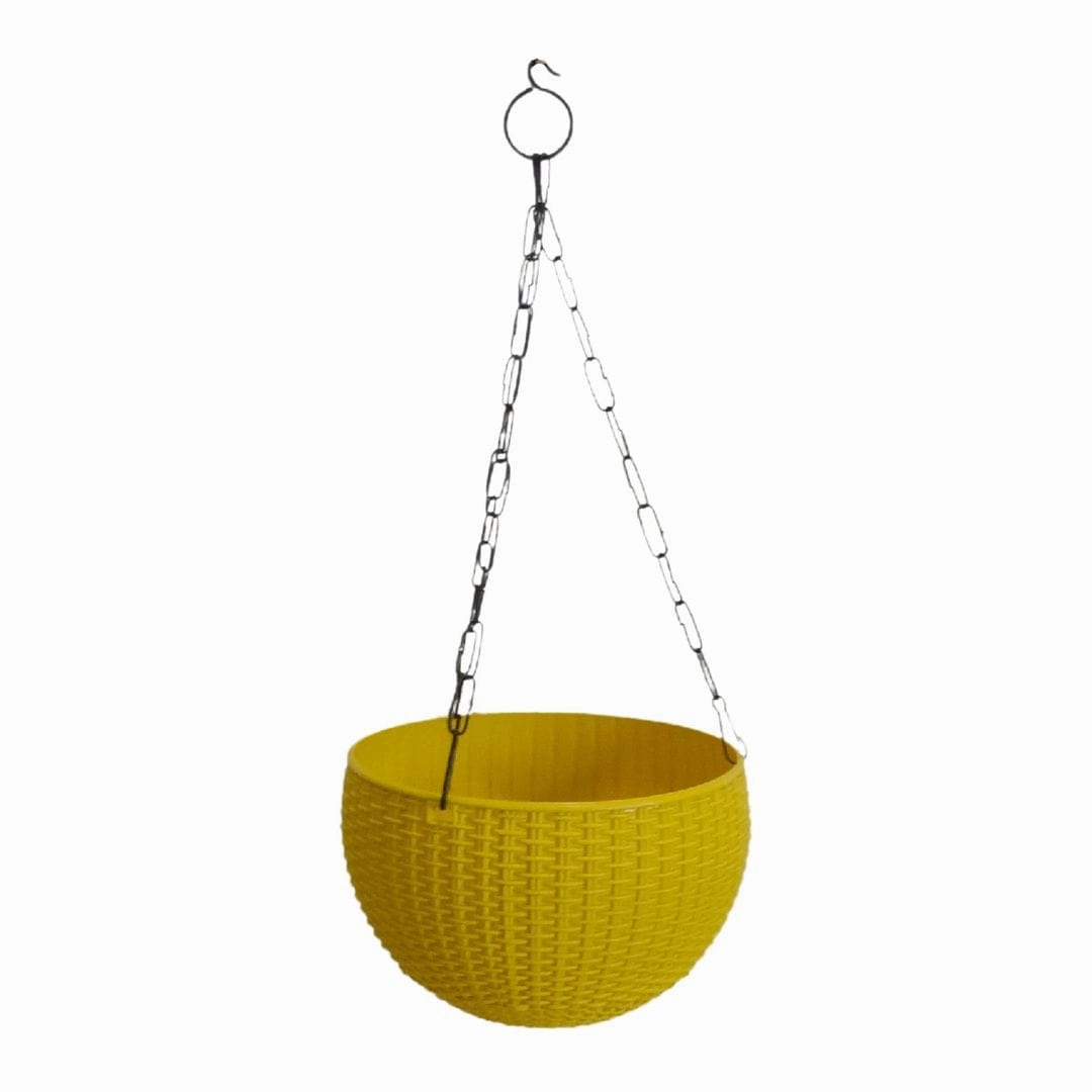 Plastic Rattan Hanging Pot, Dia 8.2 Inch