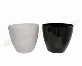 Plastic Round Pot Plain - Black / White outdoor greenery  