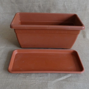 Plastic Window Planter With Tray , Terracotta Colour classic flowerpot  