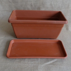 Plastic Window Planter With Tray , Terracotta Colour hanging green plant  