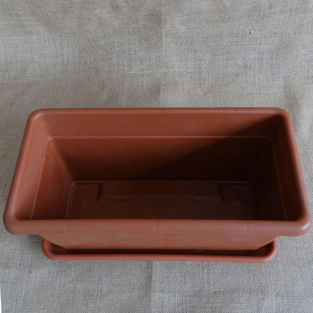 Plastic Window Planter With Tray , Terracotta Colour