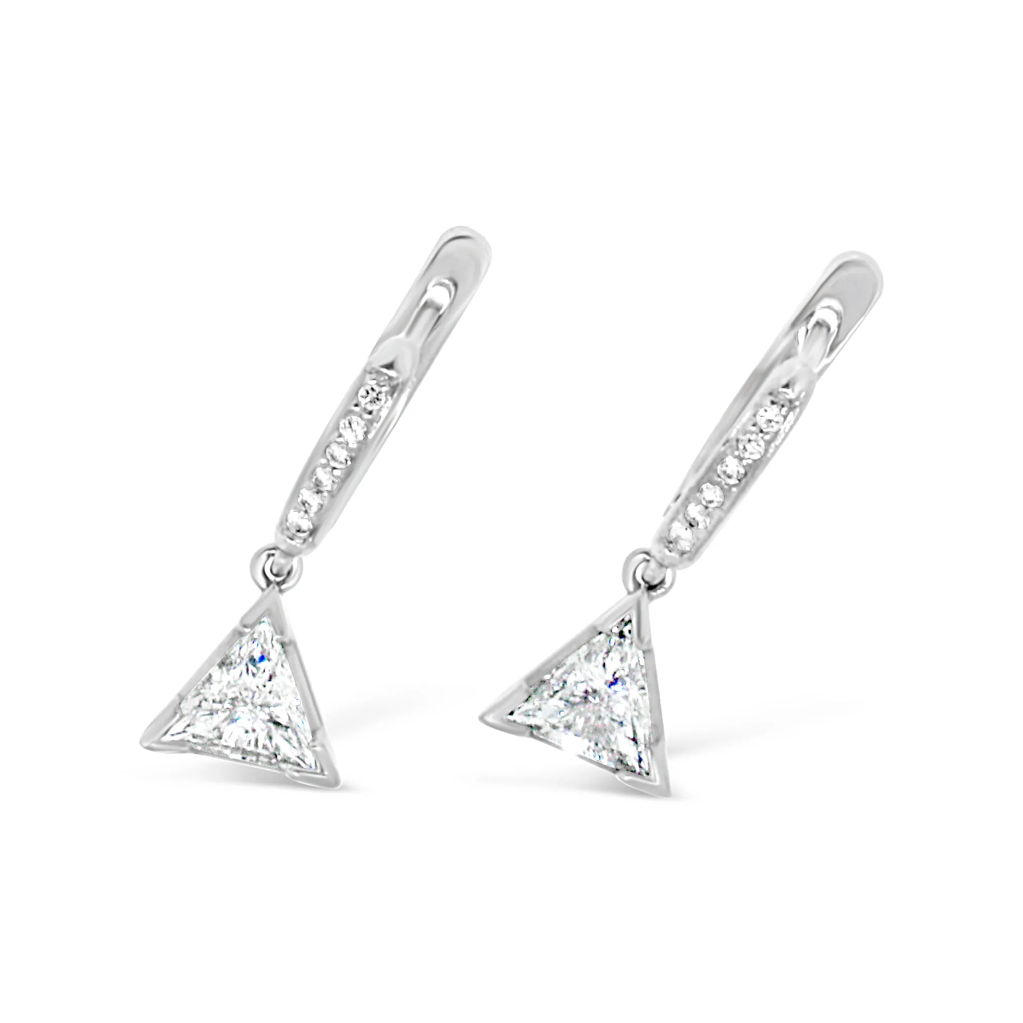 Platinum Trillion Diamond Dangle Earrings