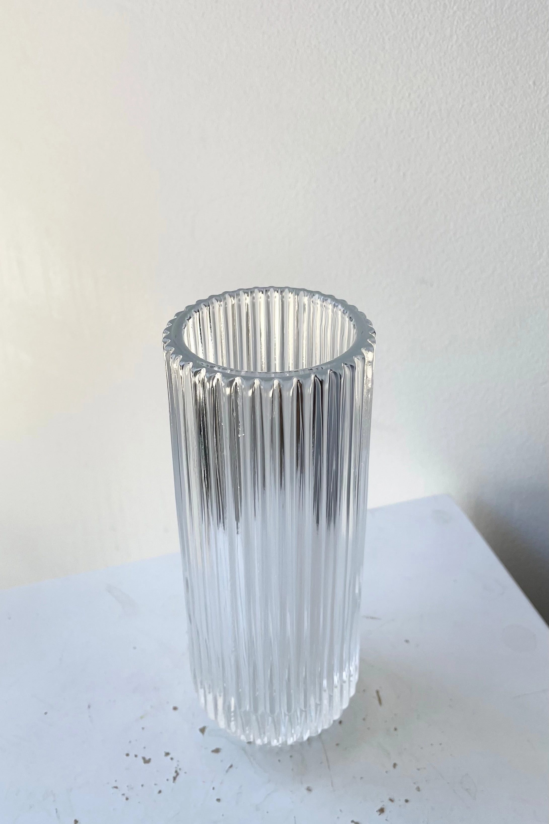 Pleated Clear Glass Vase 6 1/4""