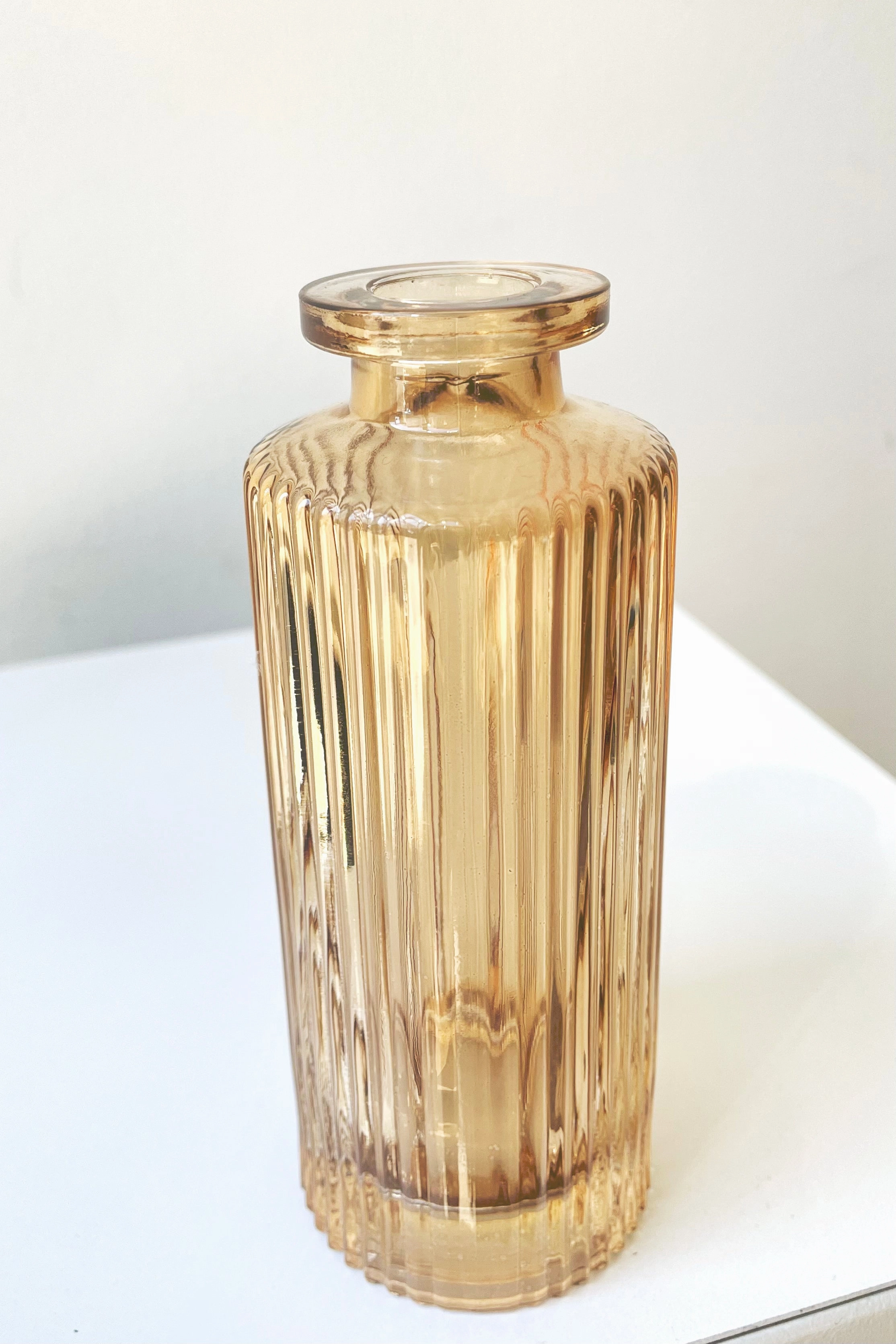 Pleated Medicine Bud Vase amber