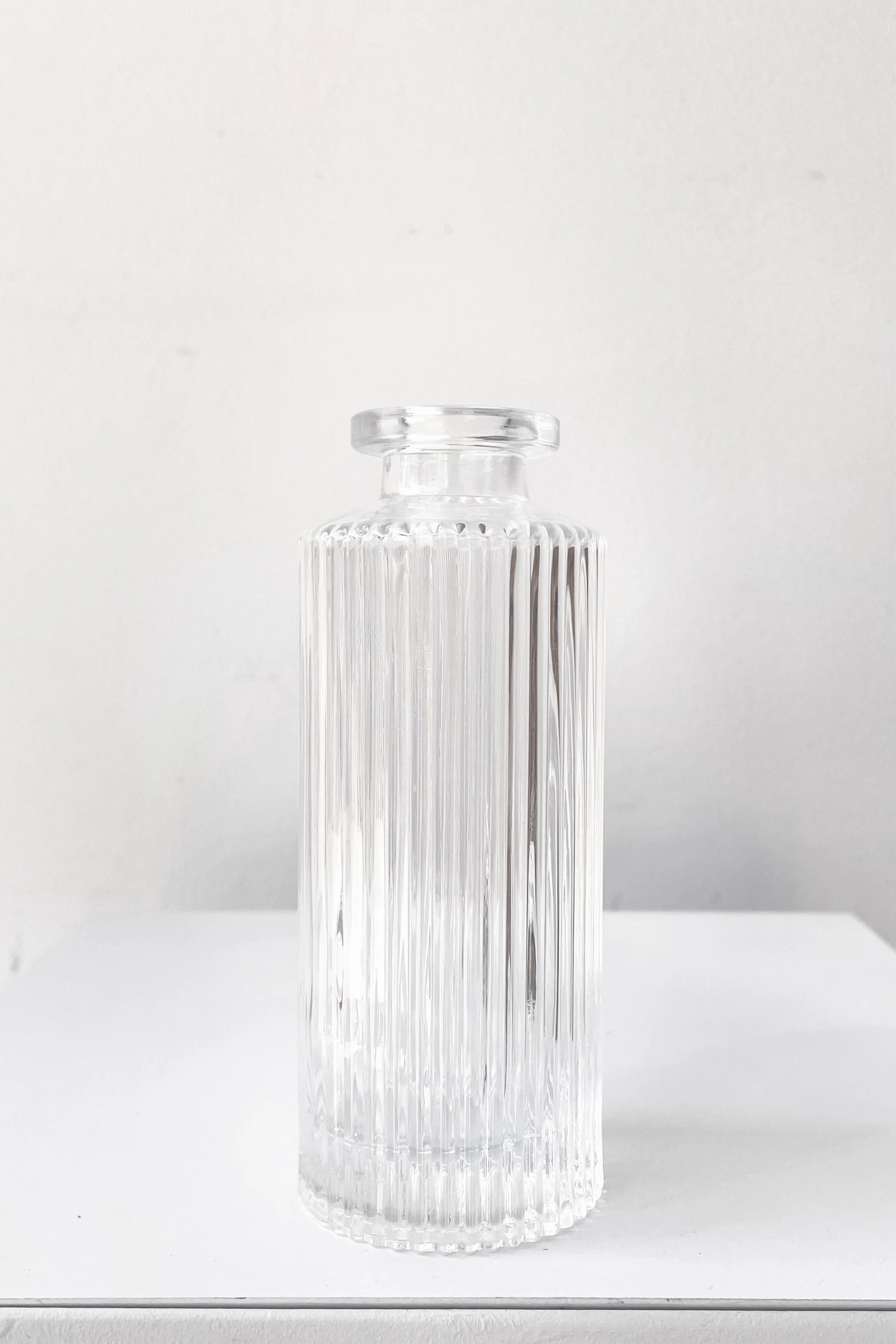 Pleated Medicine Bud Vase clear dried green plant  