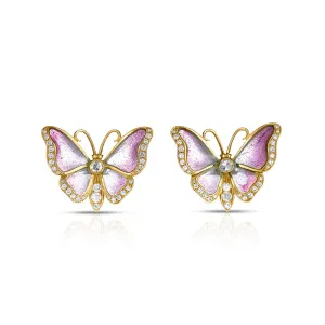 Plique--Jour Diamond Butterfly Earrings