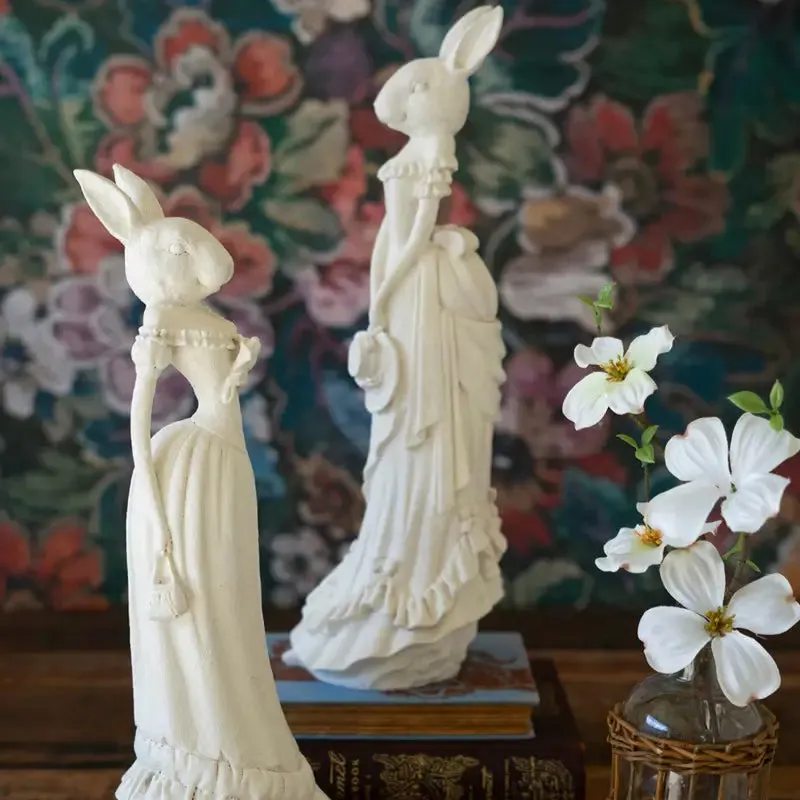 Polyresin Victorian Rabbits Set