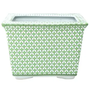 Porcelain Green Fish Scale Cachepot dried flowers  
