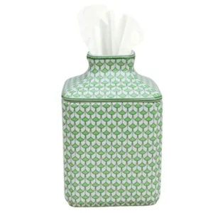 Porcelain Green Fish Scale Square Tissue Box Cover dried flowers  