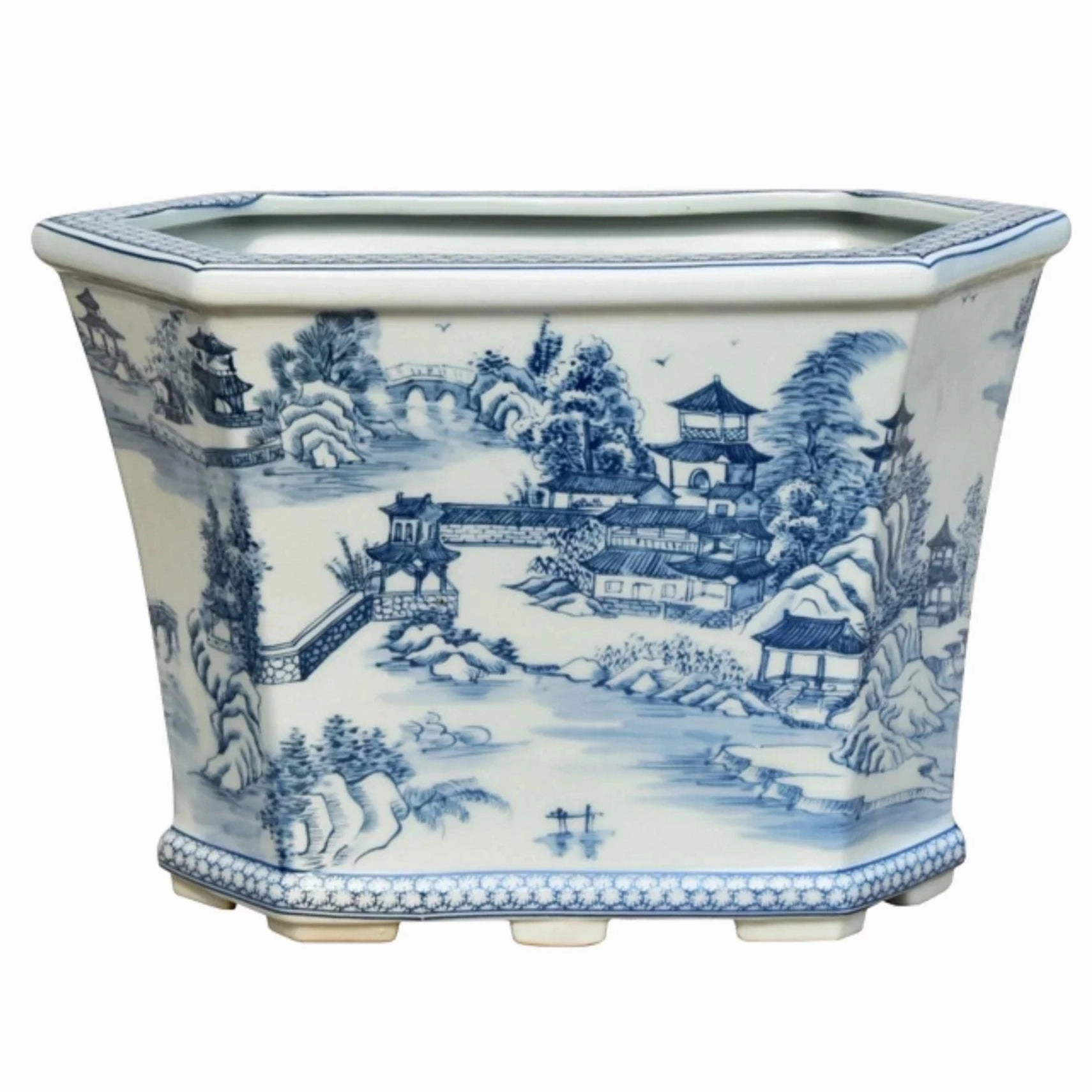 Porcelain Chinoiserie Toile Cachepot plant seeds  