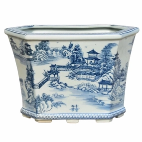 Porcelain Chinoiserie Toile Cachepot plant seeds  