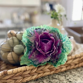 Purple Real Touch Cabbage Pick xl flower pot  