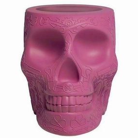 Qeeboo Mexico Planter And Pen Holder Xs, Bright Pink dried green plant  