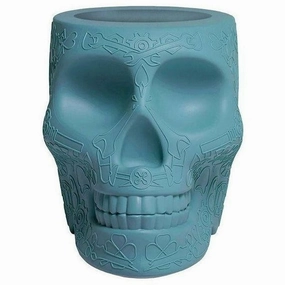 Qeeboo Mexico Planter And Pen Holder Xs, Cyan dried green plant  