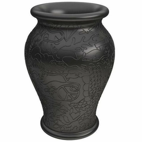 Qeeboo Ming Planter/Champagne Cooler By Studio Job, Black dried green plant  
