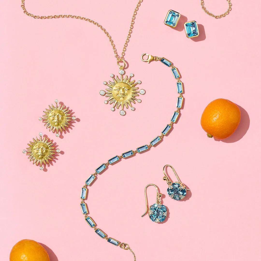 Quadrille Drop Earrings in London Blue Topaz & Diamonds