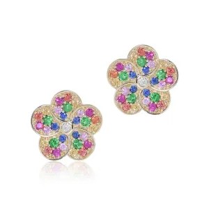 Rainbow Gemstone Flower Earrings