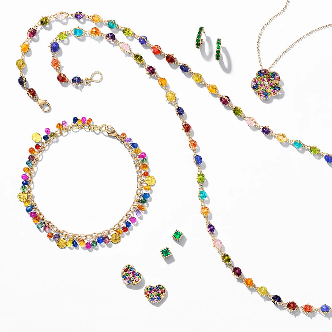 Rainbow Sapphire Heart Earrings