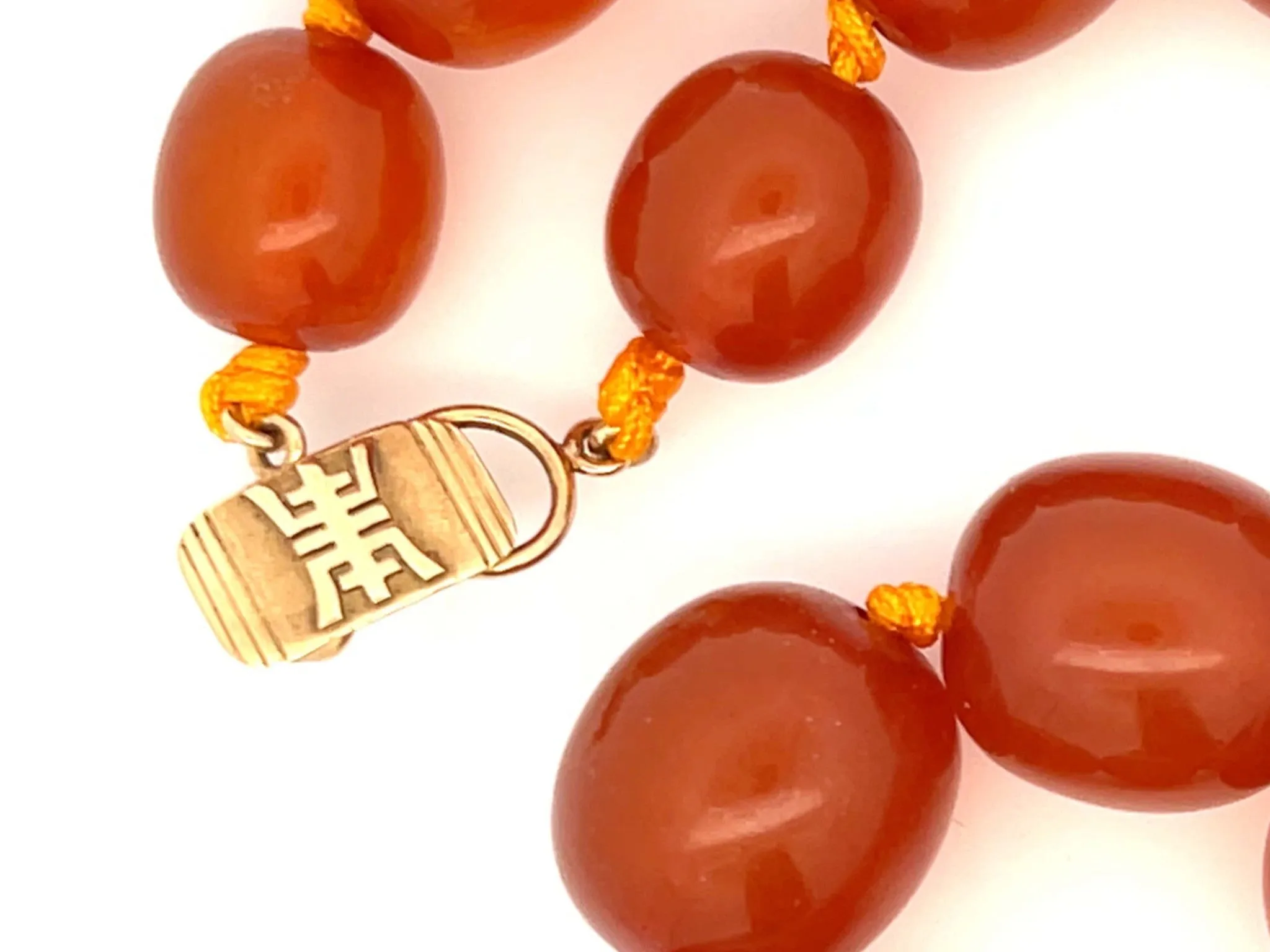 Rare Mings Hawaii Large Amber Bead Strand Necklace 23"
