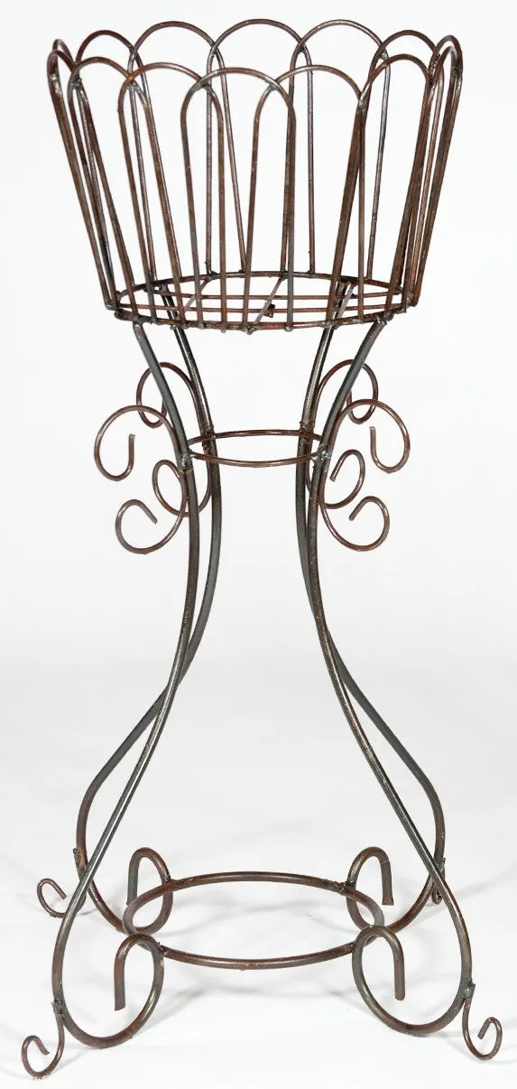 Rd. Plant Stand W. Deep Basket dried flower branch  