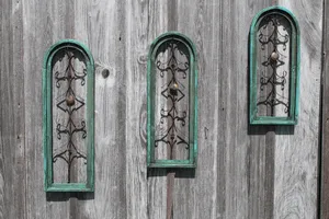 RD. TOP SET OF 3 WOODEN WINDOWS dried flower branch  